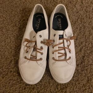 Sperry 8 slip ons white